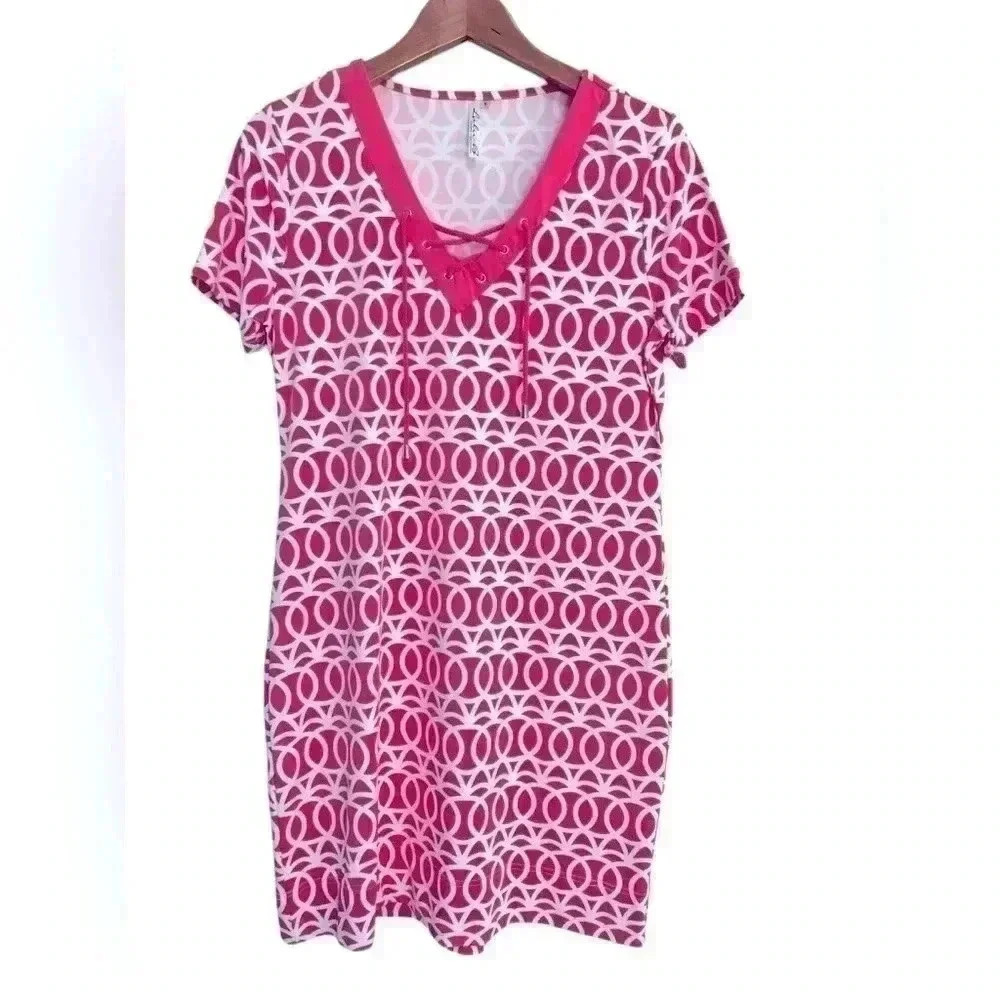 Lulu-B Pink and White Patterned Dress